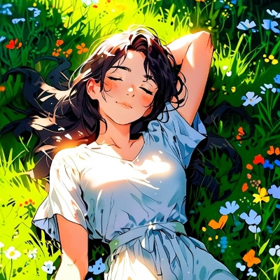 femme allongée dans l'herbe se reposant au calme
